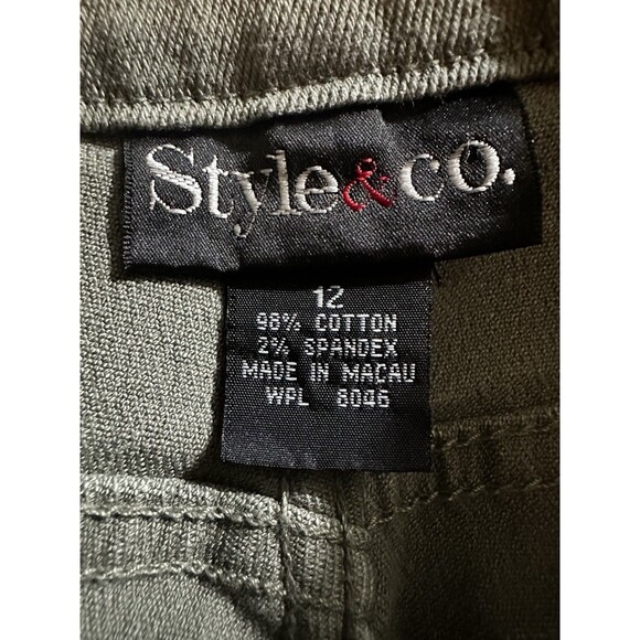 Style & Co Rail Tummy-Control Jeans Womens 12 Olive Denim High Rise Straight Leg - Picture 5 of 5